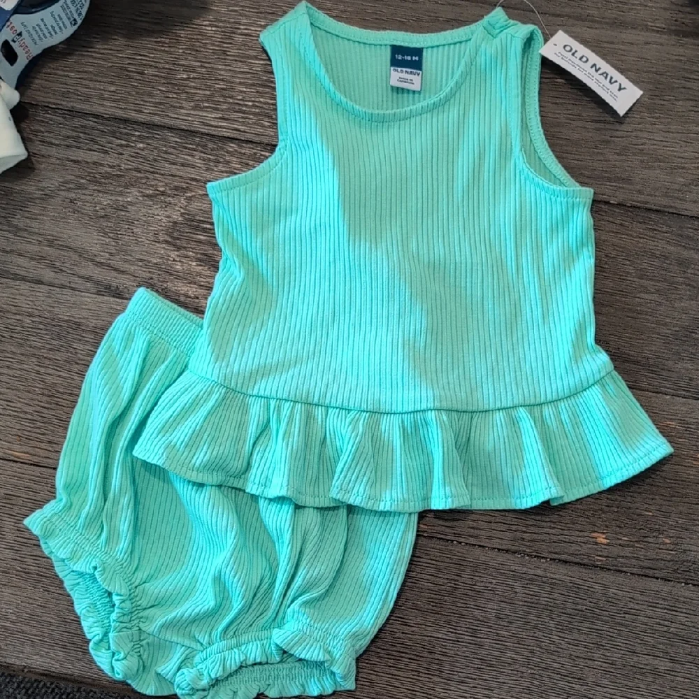 Old Navy Aqua Summer Ruffle Tank And Bloomers Set